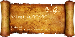 Velegi Győző névjegykártya